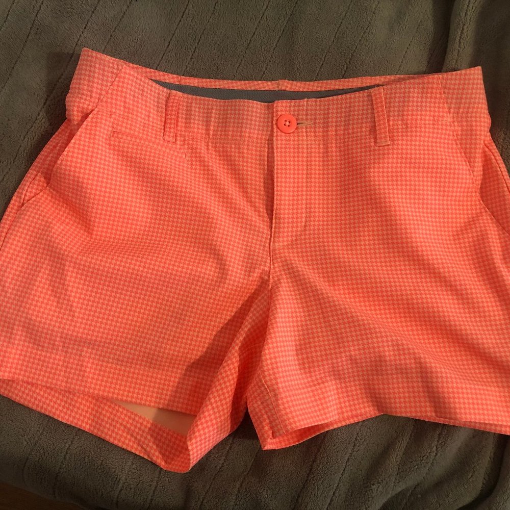 Under Armour Woman Orange Plaid Shorts